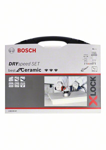 BOSCH Diamanttrockenbohrer-Set X-LOCK Best for Ceramic Dry Speed, 20 - 68 mm, 5-teilig