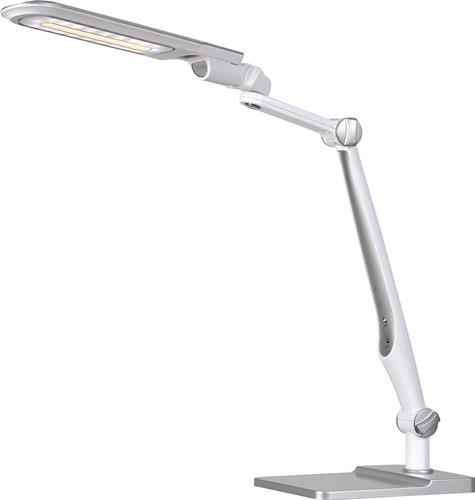 HANSA Schreibtischleuchte LED Multifl.ABS,Eisen,PS weiß/silber H600mm Standfuß+Klemme