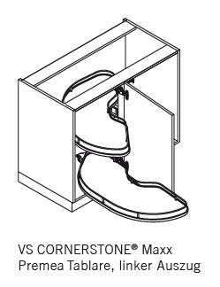 CORNERSTONE-Maxx Tablar, 2x 450er-L, Premea, weiß chrom Vauth Sagel