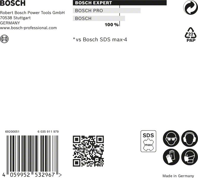 BOSCH EXPERT SDS max-8X Hammerbohrer, 18 x 400 x 540 mm. Für Bohrhämmer