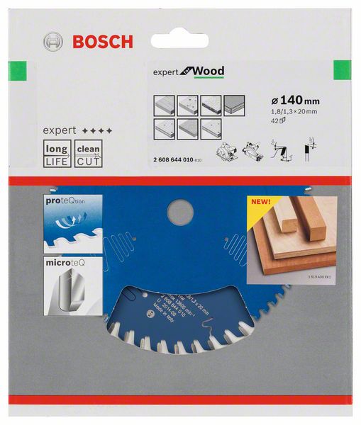 BOSCH Kreissägeblatt Expert for Wood, 140 x 20 x 1,8 mm, 42