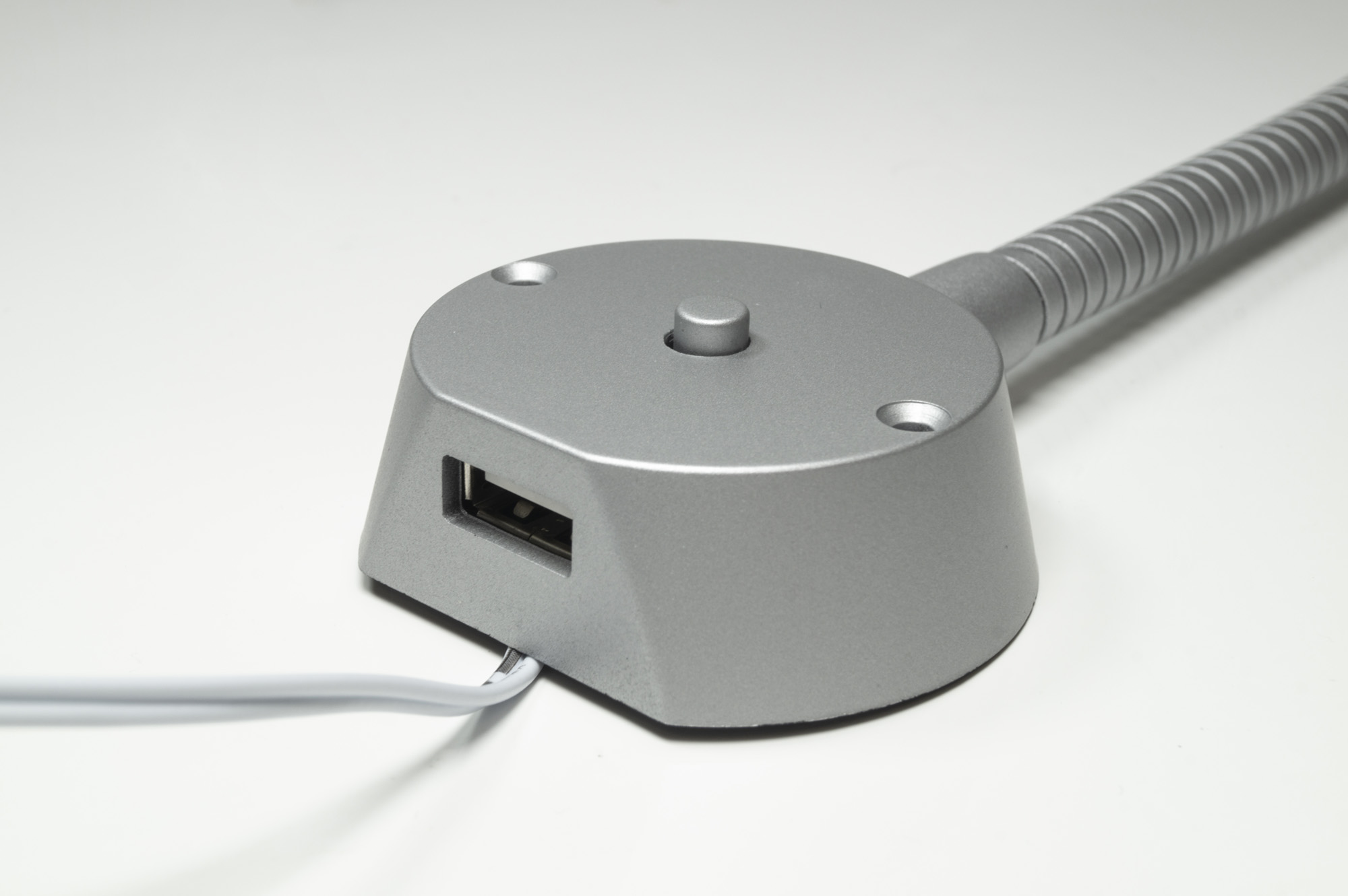 L&S 1er Set Bettanbauleuchte BU1 mit USB Charger und Steckernetzteil 12VDC 1,2W, WW, silber