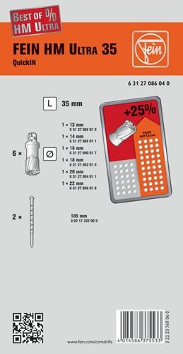 FEIN Kernbohrersatz Best Of 8-tlg.D.12-22mm HM Schnitt-T.35mm QuickIN FEIN