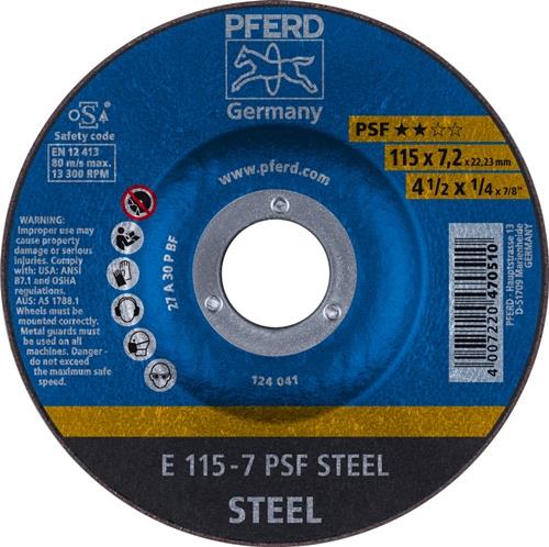 PFERD Schruppscheibe PSF STEEL D115xS7,2mm gekr.STA Bohr.22,23mm PFERD