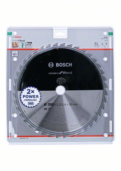 BOSCH Akku-Kreissägeblatt Standard for Wood, 305 x 2,2/1,6 x 30, 40 Zähne