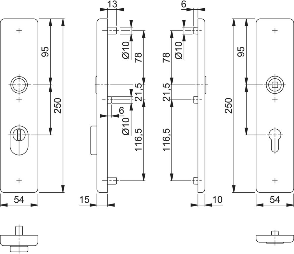 HOPPE® Schutz-Langschildpaar 2222ZA/2210, ZT, Aluminium, 11986219