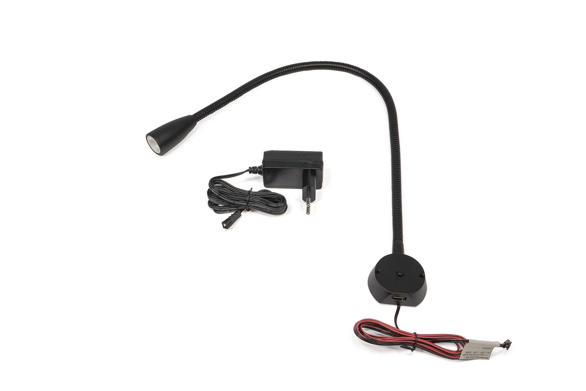 L&S 1er Set Bettanbauleuchte BU1 mit USB Charger und Steckernetzteil 12VDC 1,2W, WW, schwarz