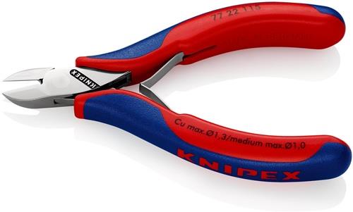 KNIPEX Elektronikseitenschneider L.115mm Form 2 Facette nein 2K-Hülle spiegelpol.KNIPEX