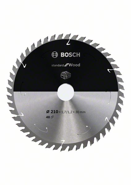 BOSCH Akku-Kreissägeblatt Standard for Wood, 210 x 1,7/1,2 x 30, 48 Zähne