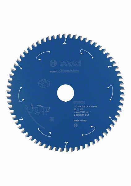 BOSCH Akku-Kreissägeblatt Expert for Aluminium, 210 x 2/1,4 x 30, 66 Zähne