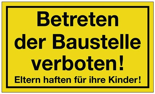 PROMAT Hinweiszeichen Betreten der Baustelle verboten L400xB250mm gelb schwarz Ku.