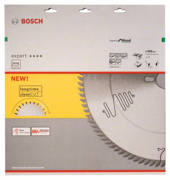 BOSCH Kreissägeblatt Expert for Wood, 350 x 30 x 3,5 mm, 72