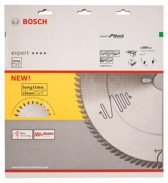 BOSCH Kreissägeblatt Expert for Wood, 300 x 30 x 3,2 mm, 96