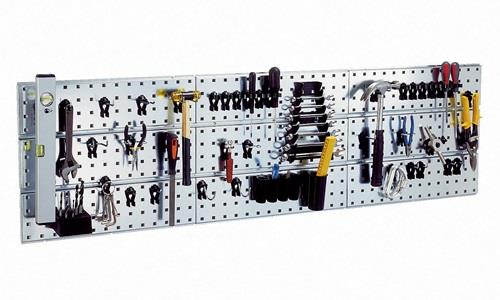 RAACO Werkzeughakenset m.Lochplatten Werkzeug-Wandpaneel x 3 + 44Clips