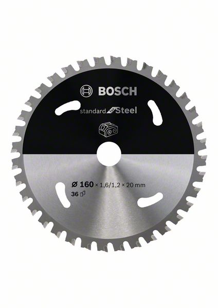 BOSCH Akku-Kreissägeblatt Standard for Steel, 160 x 1,6/1,2 x 20, 36 Zähne