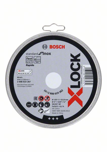 BOSCH Trennscheibe X-LOCK gerade Standard for Inox WA 60 T BF, 125 x 1 mm, 1er-Pack