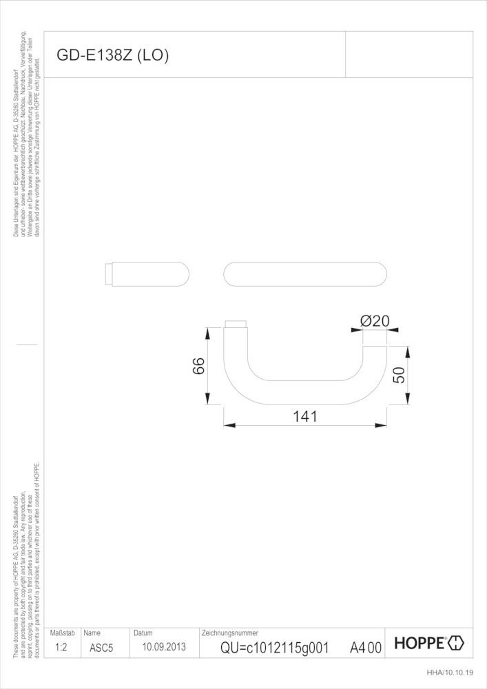 HOPPE® Drückerpaar Paris GD-E138Z, Edelstahl, 3449102