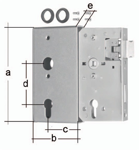 GAH Schlosskasten DIN L/R Maß A172xB94xC60mm Maß E 30mm Dornm.60mm GAH