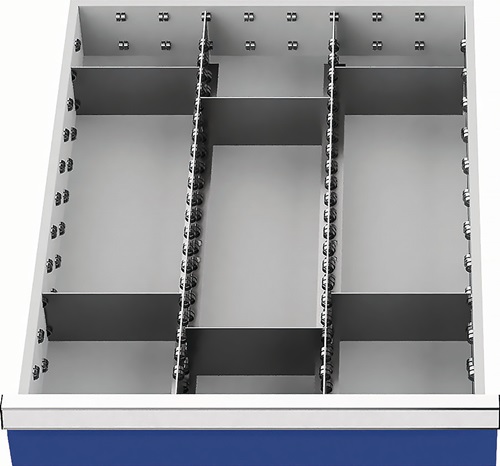 Schubladenunterteilungsmaterial Front-H.150mm 2Längs-/6Querteiler Schubl-B.450mm