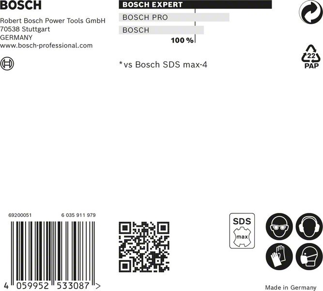 BOSCH EXPERT SDS max-8X Hammerbohrer, 22 x 400 x 520 mm. Für Bohrhämmer