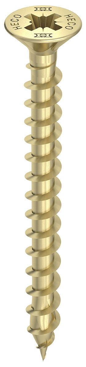 HECO TOPIX-plus 6,0 x 45, Senkkopf mit Frästaschen, Pozi-Drive, Variables Vollgewinde, verzinkt gelb, A3L