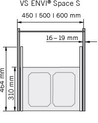 Abfalltrennsystem, ENVI-Space S, 500er, 1x15,5/1x12 l, hellgrau Vauth Sagel