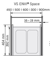 Abfalltrennsystem, ENVI-Space, 500er, 1x22/1x16 l, hellgrau Vauth Sagel