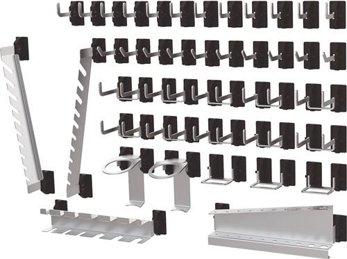 BEDRUNKA+HIRTH Werkzeughaltersortiment SimplaClip B2xH6mm 22 Haken/10 Doppelhaken/8 Hal.