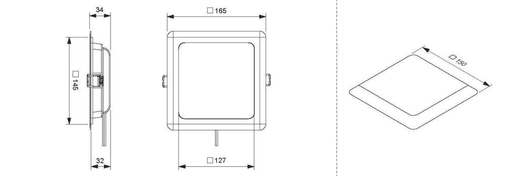 L&S Deckeneinbauleuchte Tavos Q 230V 165mm 16W 3000K