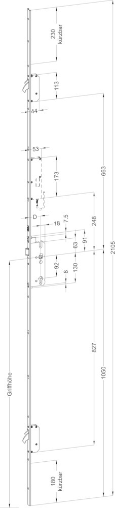 WINKHAUS Panik-Mehrfachverriegelung STV AP179-AV3OR U2460 M2 A9 92/9, Stahl 5029561