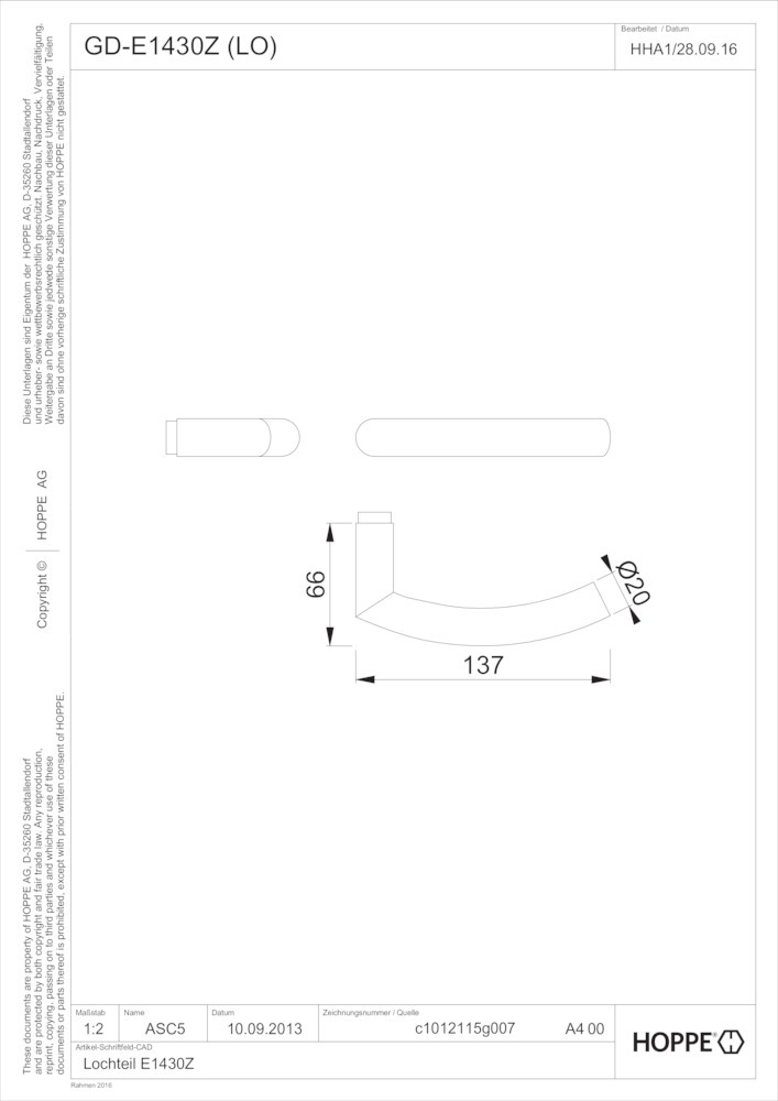 HOPPE® Drückerpaar Trondheim GD-E1430Z, Edelstahl, 3581664