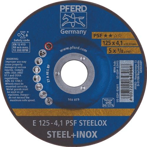 PFERD Schruppscheibe D125xS4,1mm gekr. PSF STEELOX Bohr.22,23mm PFERD