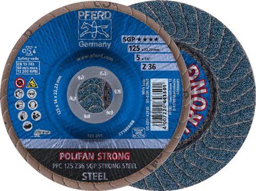 PFERD Fächerscheibe POLIFAN Z SGP STRONG STEEL D.125mm K.36 kon.INOX ZK PFERD