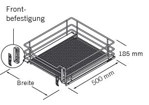 Korbfrontauszug, SUB-Basket, 600er, Saphir, chrom Vauth Sagel