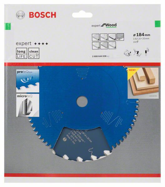 BOSCH Kreissägeblatt Expert for Wood, 184 x 20 x 2,6 mm, 24