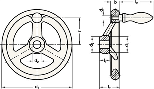 GANTER Handrad GN 950 b 15mm d1 100mm d2 10mm GANTER