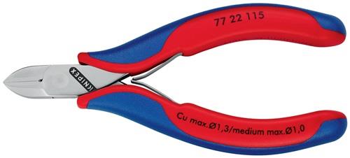 KNIPEX Elektronikseitenschneider L.115mm Form 2 Facette nein 2K-Hülle spiegelpol.KNIPEX