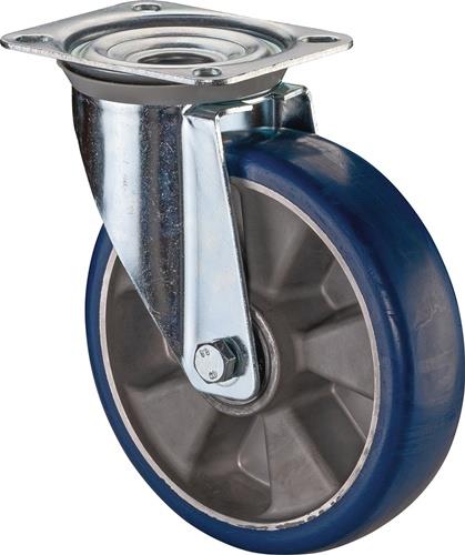 BS ROLLEN Lenkrolle D.125mm Trgf.300kg PU Platte L138xB109mm Farbe Rl.blau BS ROLLEN