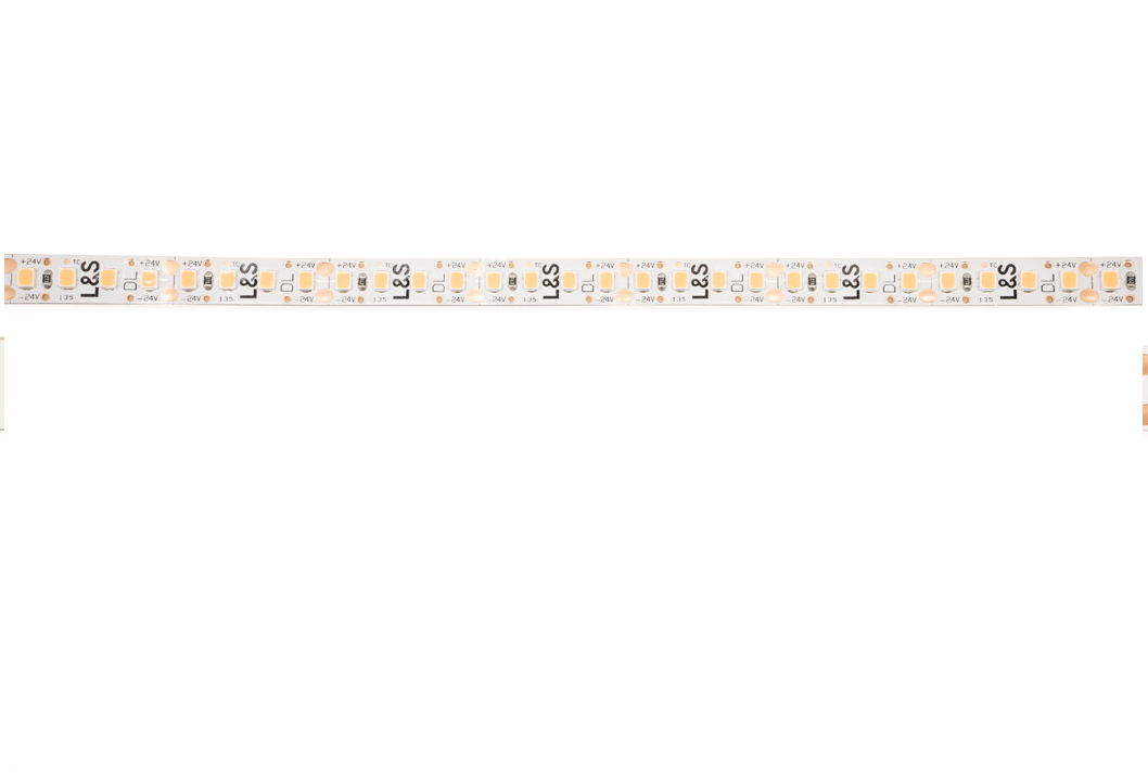L&S LED-Band HE 160LEDs/m (2835), 4000K, 4LEDs/25mm, 24DC, 8,6W/m, 8mmx300mm, 1x Anschlussltg. 200mm, white PCB, IP20