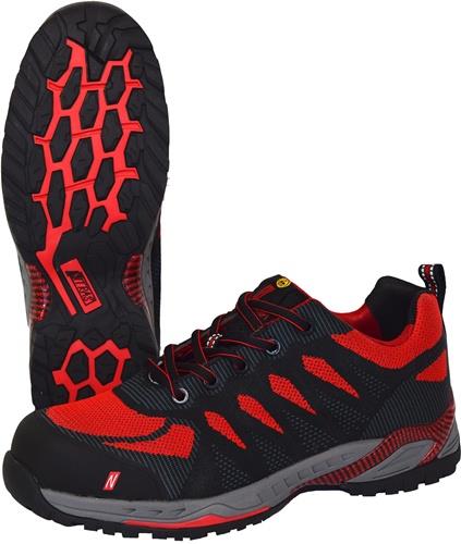 NITRAS Sicherheitsschuh PRO STEP Gr.44 W.11 schwarz/rot S1P SRC EN ISO 20345,EN 61340-4