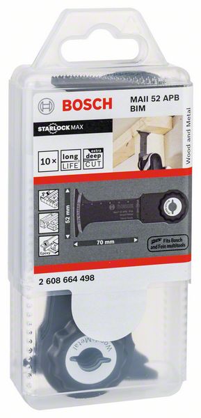 BOSCH BIM Tauchsägeblatt MAII 52 APB, Wood and Metal, 70 x 52 mm, 10er-Pack