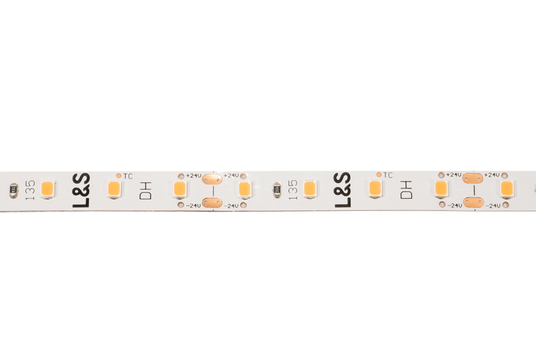 L&S LED-Band HE 80LEDs/m (2835), 4000K, 4LEDs/50mm, 24DC, 4,3W/m, 8mmx300m, 1x Anschlussltg. 300mm, white PCB, IP20