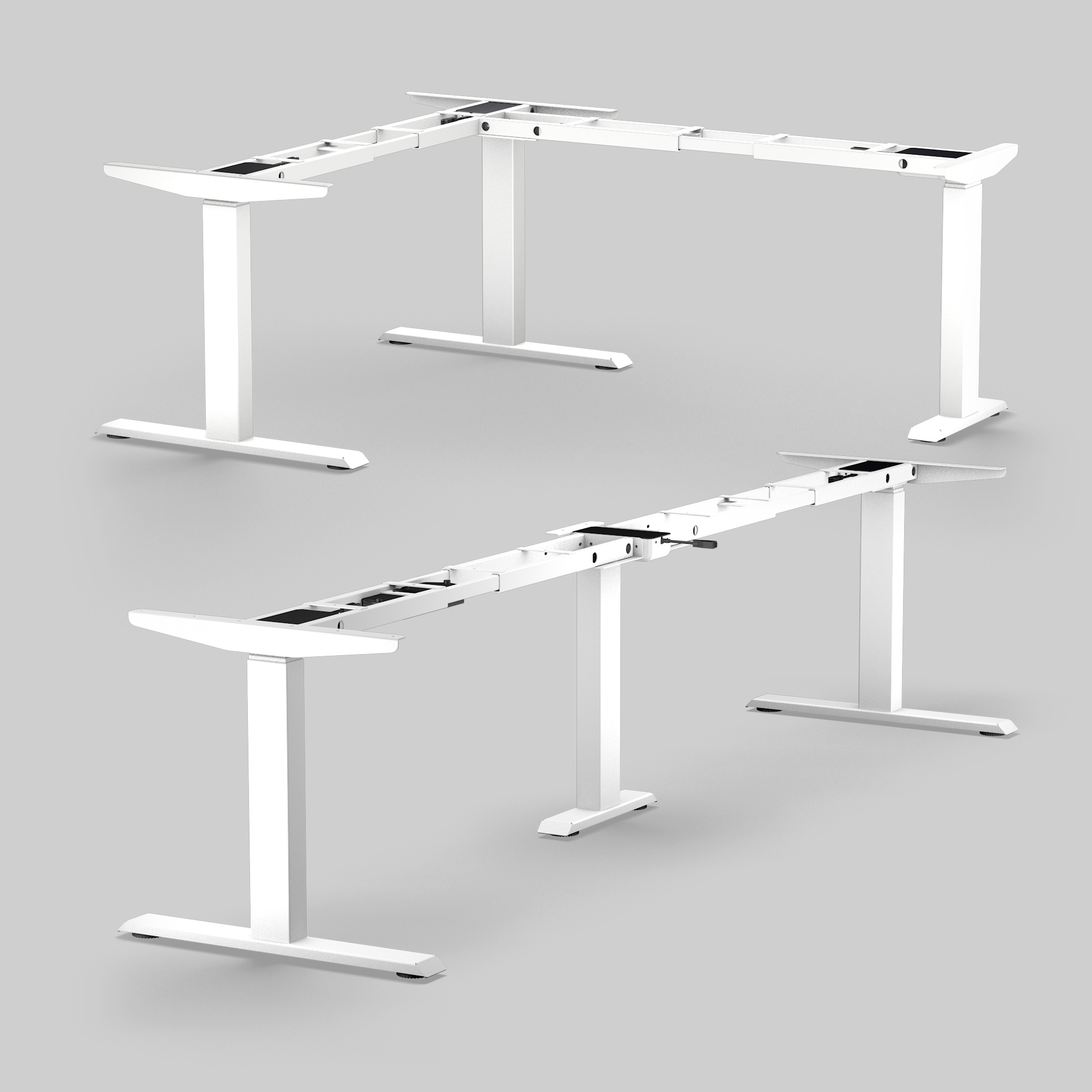 BMB E-CORNER Elektrisch höhenverstellbares Eck-Tischgestell 3M3S, Reinweiß, RAL 9010