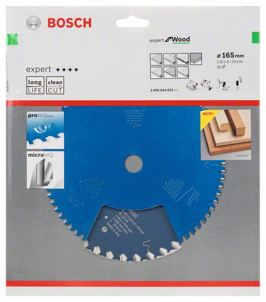 BOSCH Kreissägeblatt Expert for Wood, 165 x 20 x 2,6 mm, 36