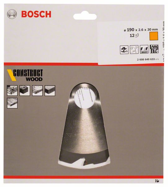 BOSCH Kreissägeblatt Construct Wood, 190 x 30 x 2,6 mm, 12