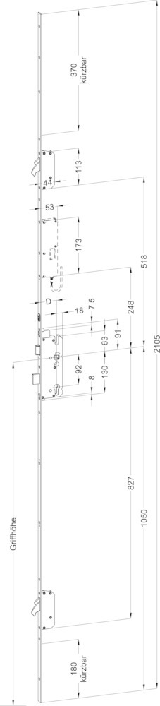 WINKHAUS Selbstverriegelnde-Mehrfachverriegelung STV AV3-F2062 M2, 8/92, Stahl 5039367