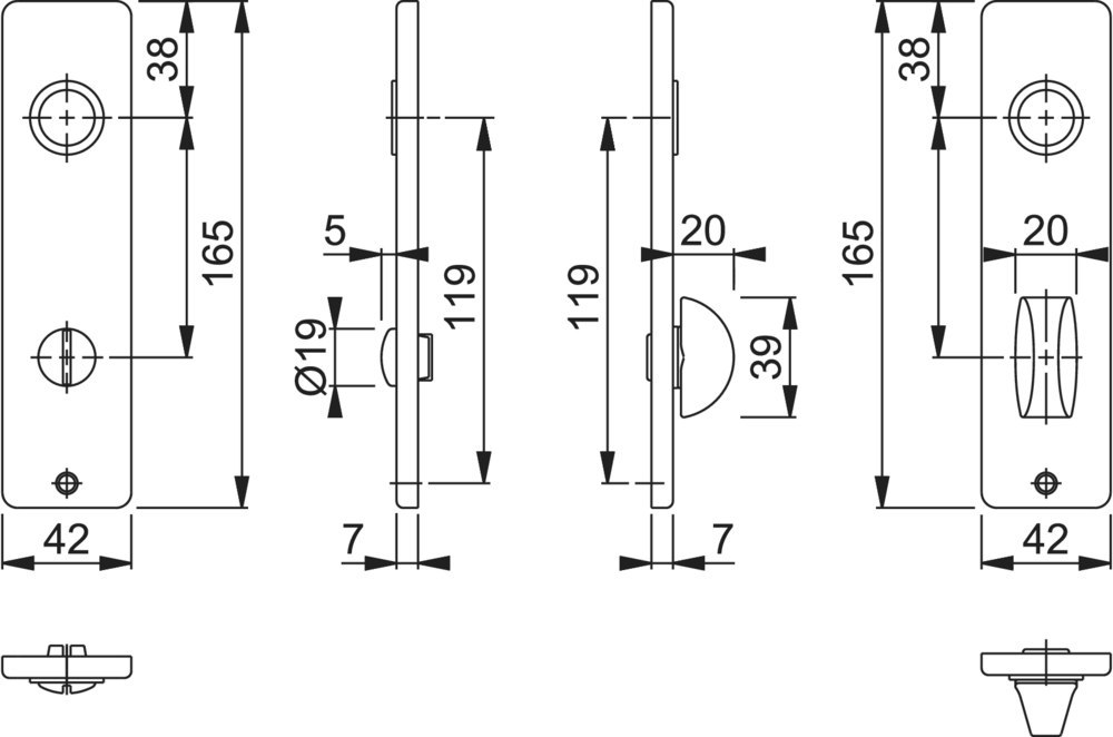 HOPPE® Kurzschildpaar 202KP/AP, Aluminium, 6271324