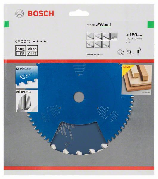 BOSCH Kreissägeblatt Expert for Wood, 180 x 20 x 2,6 mm, 24