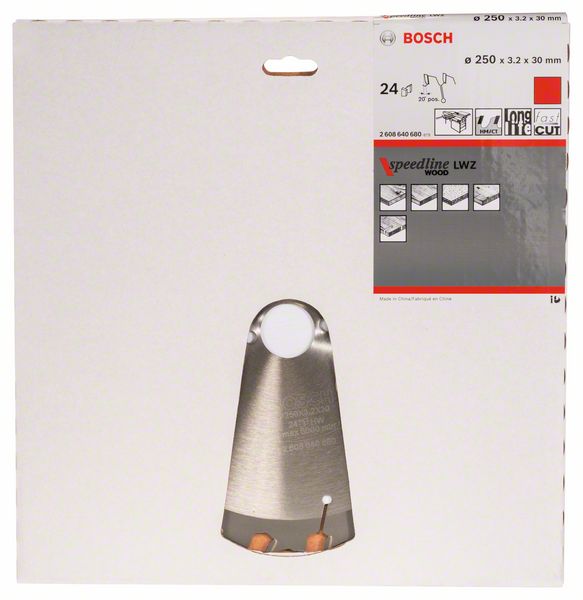 BOSCH Kreissägeblatt Speedline Wood, 250 x 30 x 3,2 mm, 24