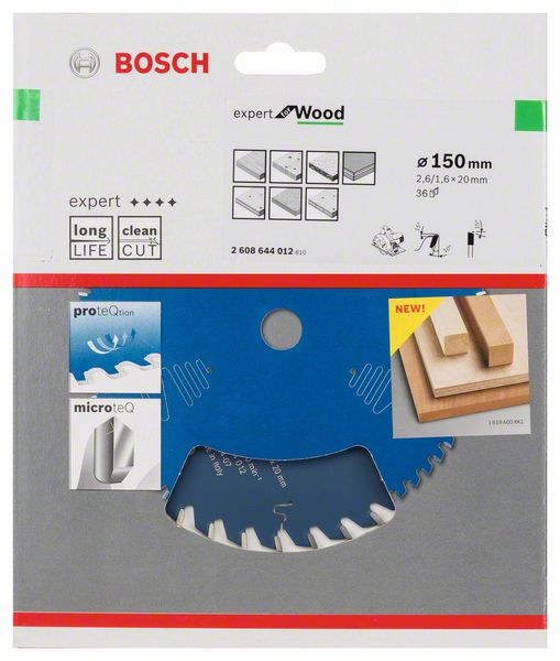 BOSCH Kreissägeblatt Expert for Wood, 150 x 20 x 2,6 mm, 36